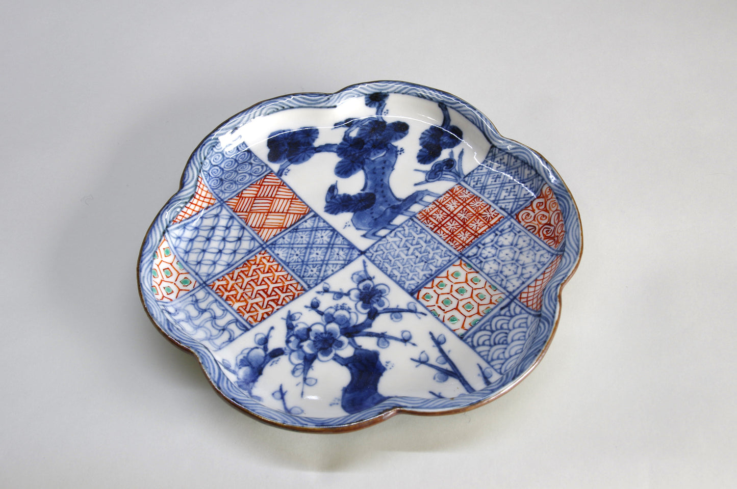 Porcelain Flower Shaped Plate by Bunkichi Gama, Kutani Ware