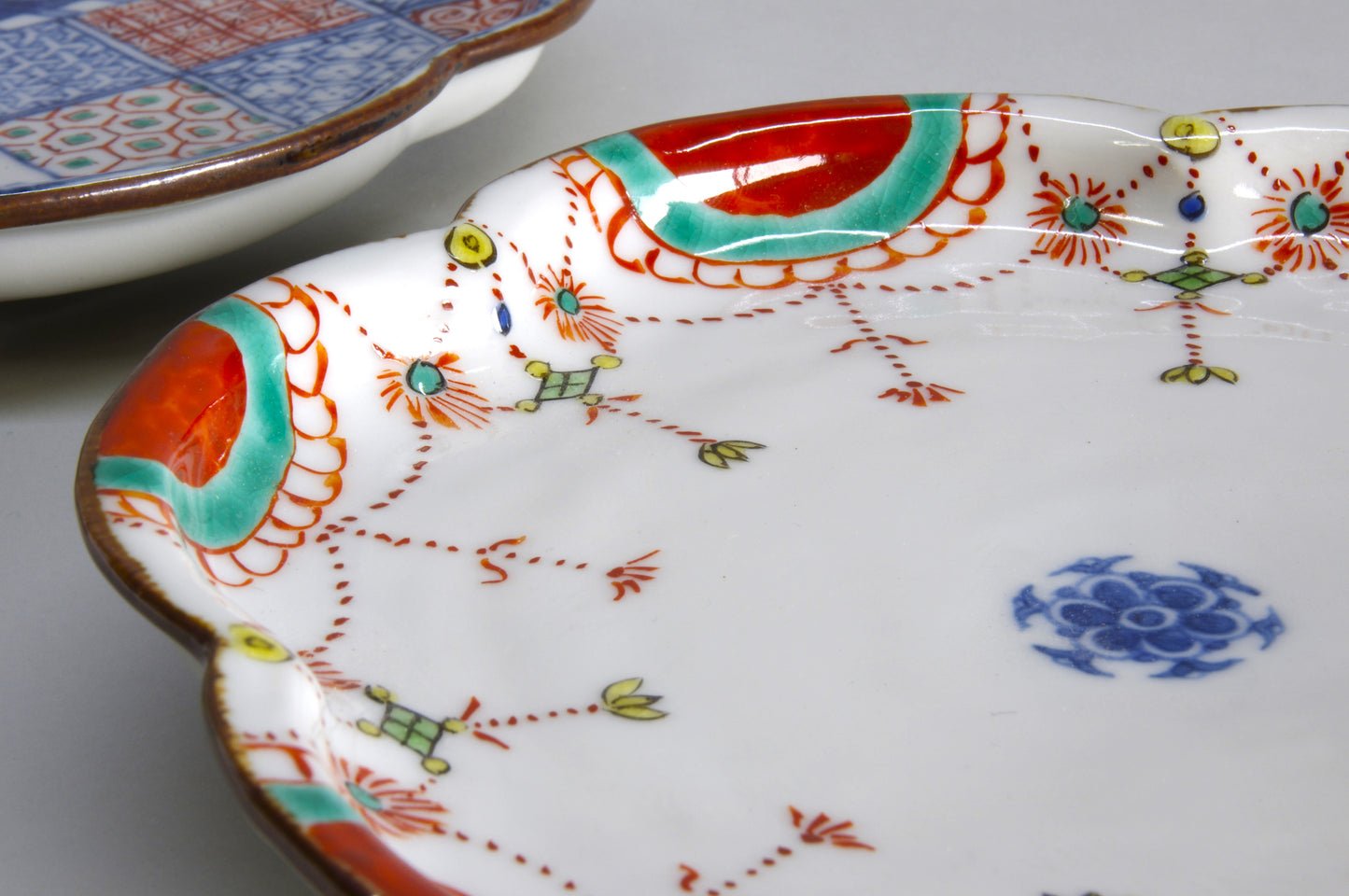 Porcelain Flower Shaped Plate by Bunkichi Gama, Kutani Ware