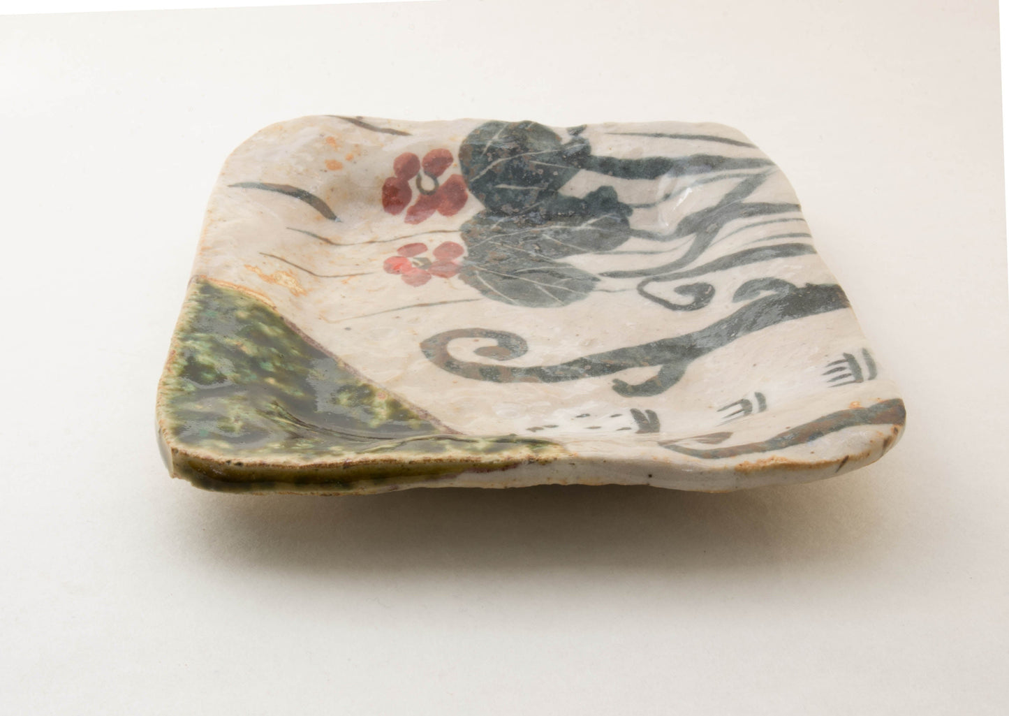 Earthenware Plate with Hand-Drawn Spring Scenery by Kazuji Sato