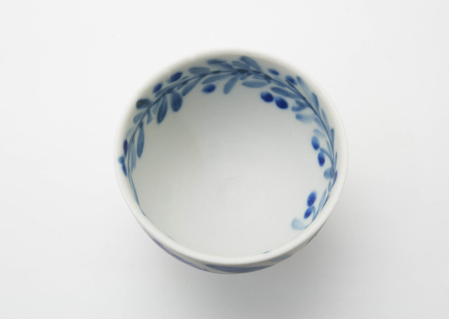 Matte Semi-Porcelain Sake Cup with Hand-Drawn Flower by Shiho Tanaka