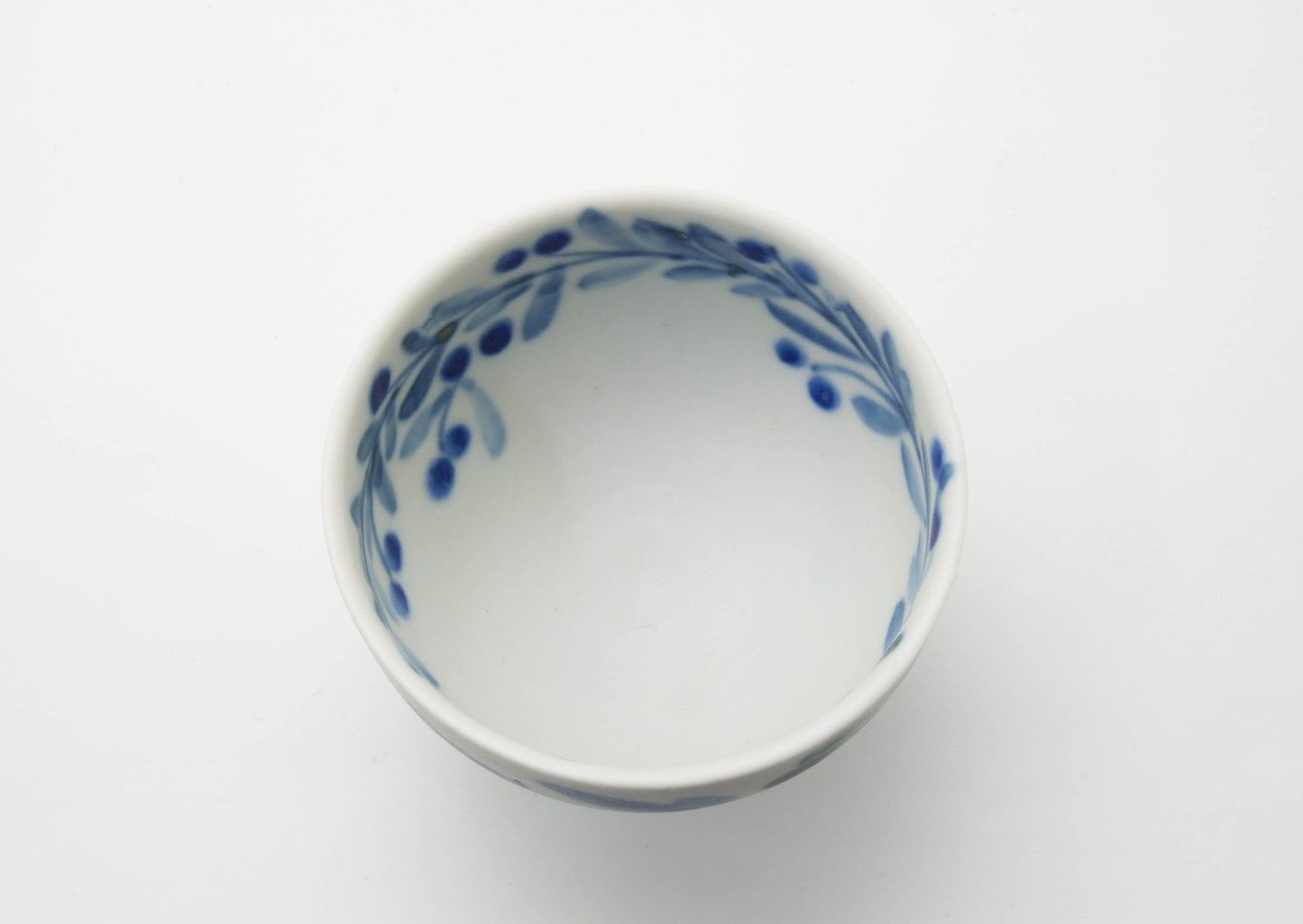 Matte Semi-Porcelain Sake Cup with Hand-Drawn Flower by Shiho Tanaka