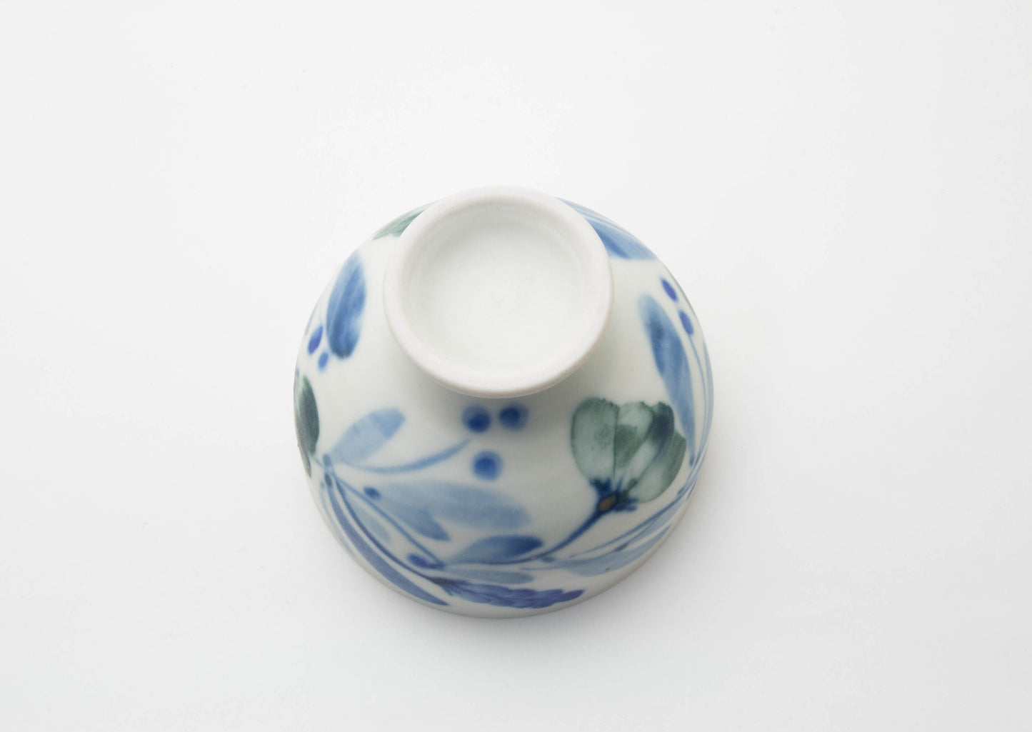 Matte Semi-Porcelain Sake Cup with Hand-Drawn Flower by Shiho Tanaka