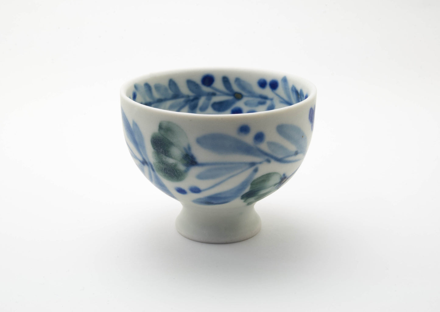 Matte Semi-Porcelain Sake Cup with Hand-Drawn Flower by Shiho Tanaka