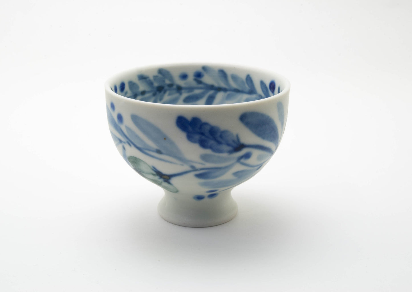 Matte Semi-Porcelain Sake Cup with Hand-Drawn Flower by Shiho Tanaka