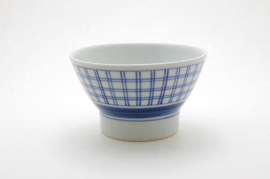 Porcelain Plaid Rice Bowl in Two Colors by Baizan-gama