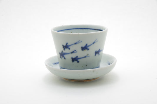 [set] Porcelain of Sake Cup and Plate by Nakata-gama