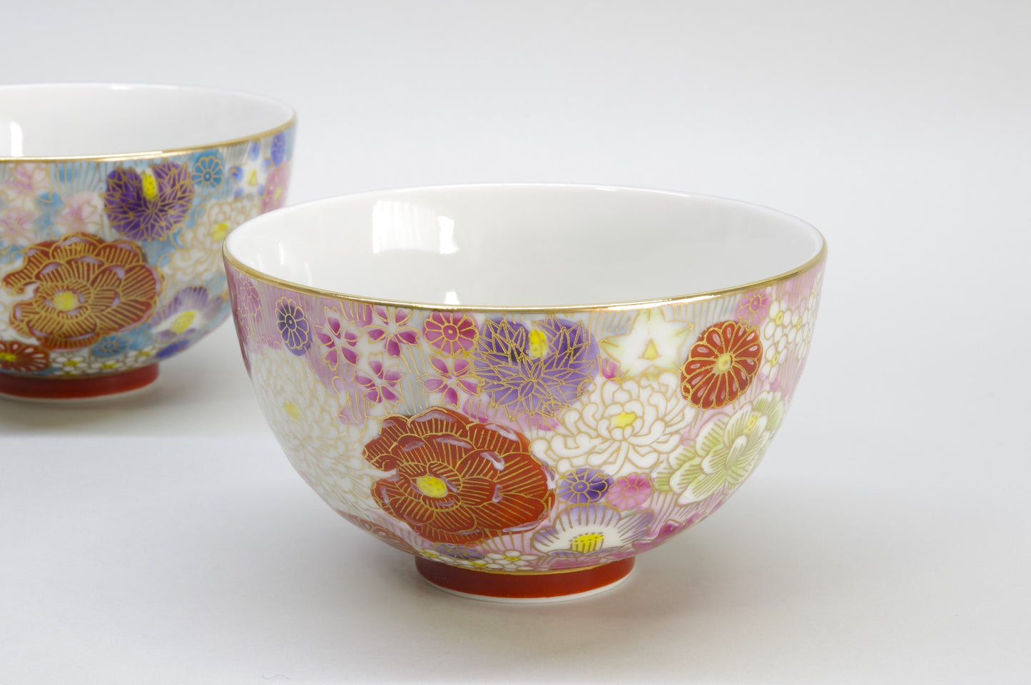 Porcelain Hanazume Rice Bowl in Kutani Ware