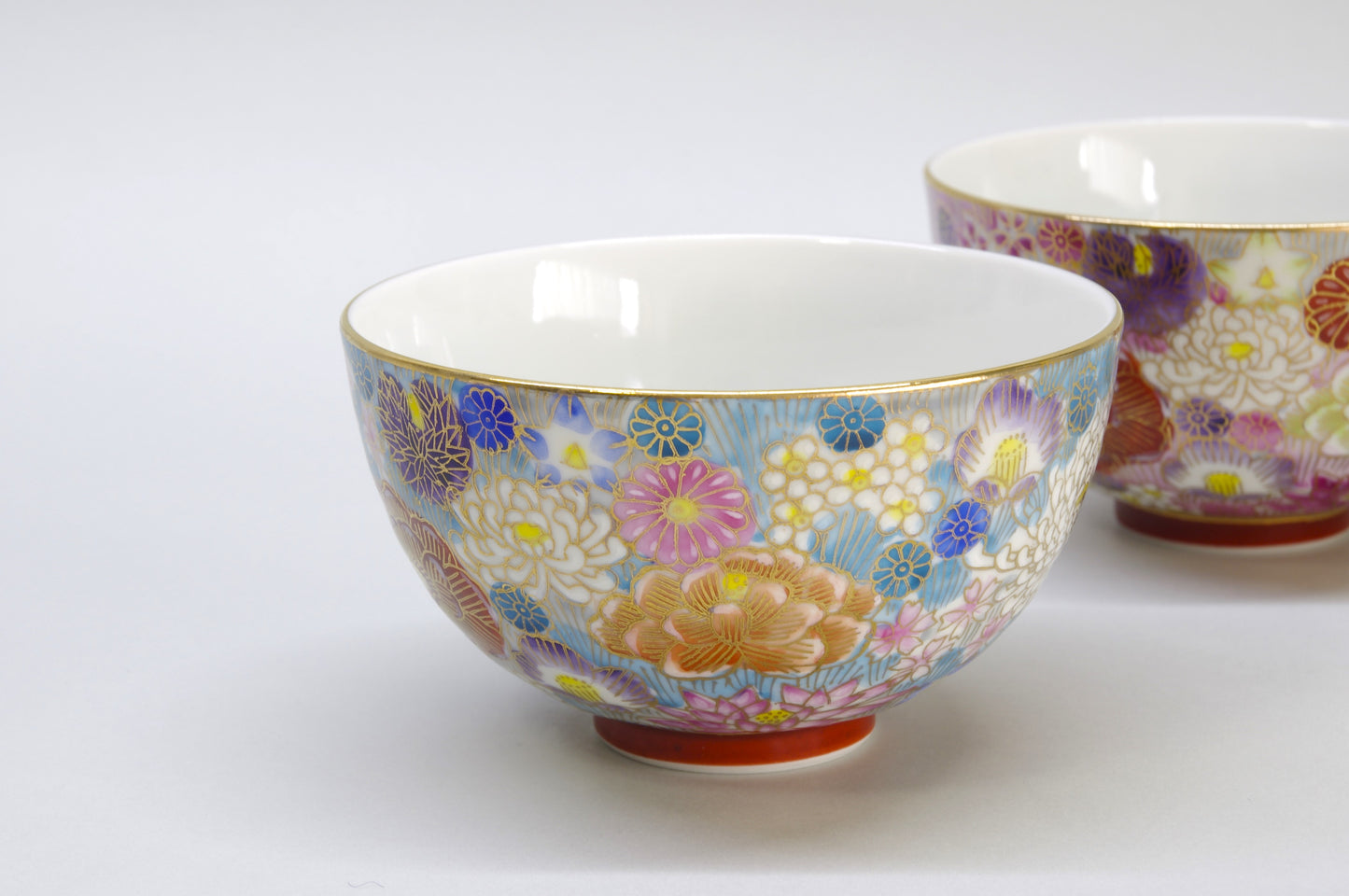 Porcelain Hanazume Rice Bowl in Kutani Ware