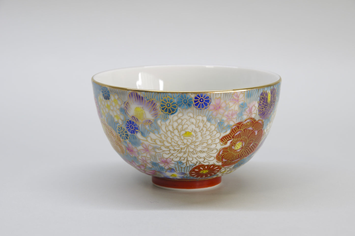 Porcelain Hanazume Rice Bowl in Kutani Ware