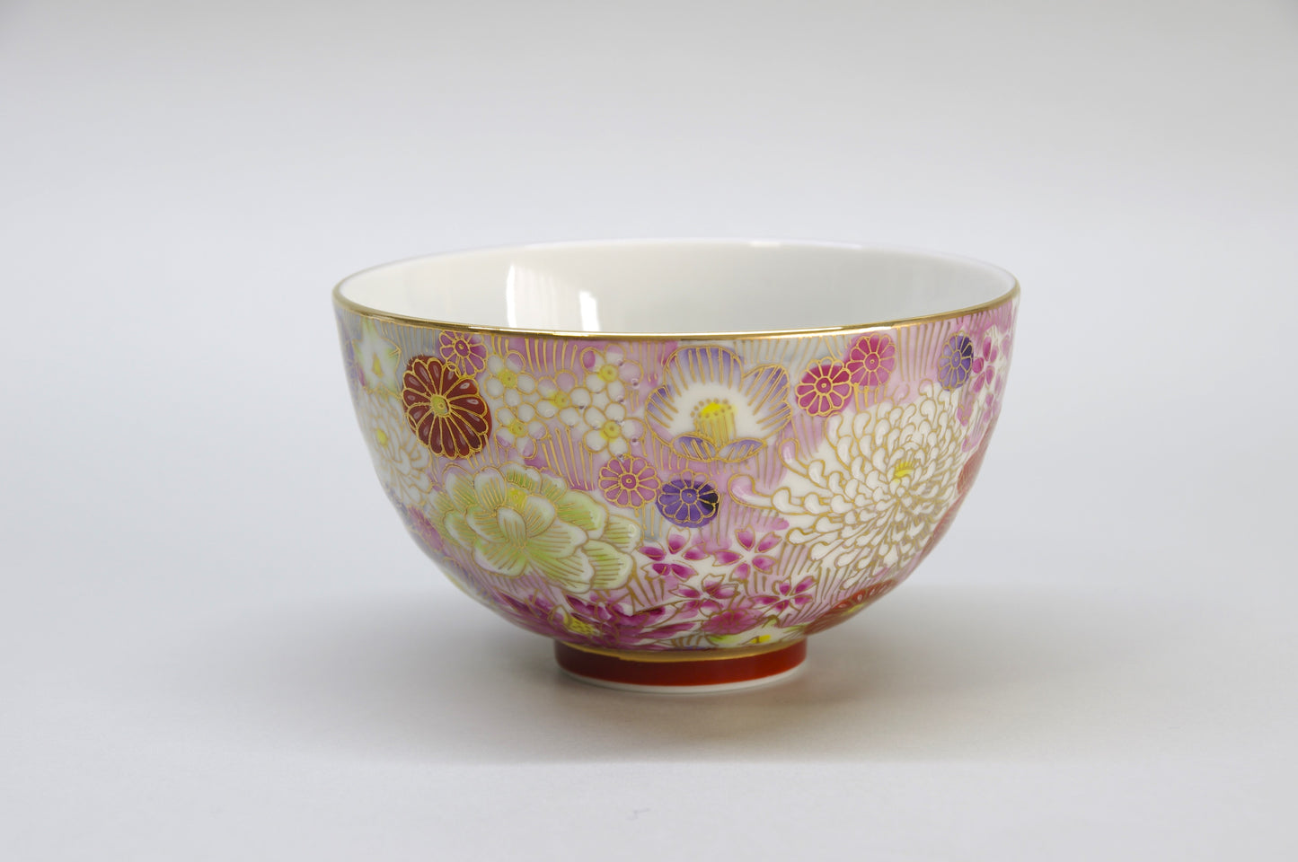 Porcelain Hanazume Rice Bowl in Kutani Ware