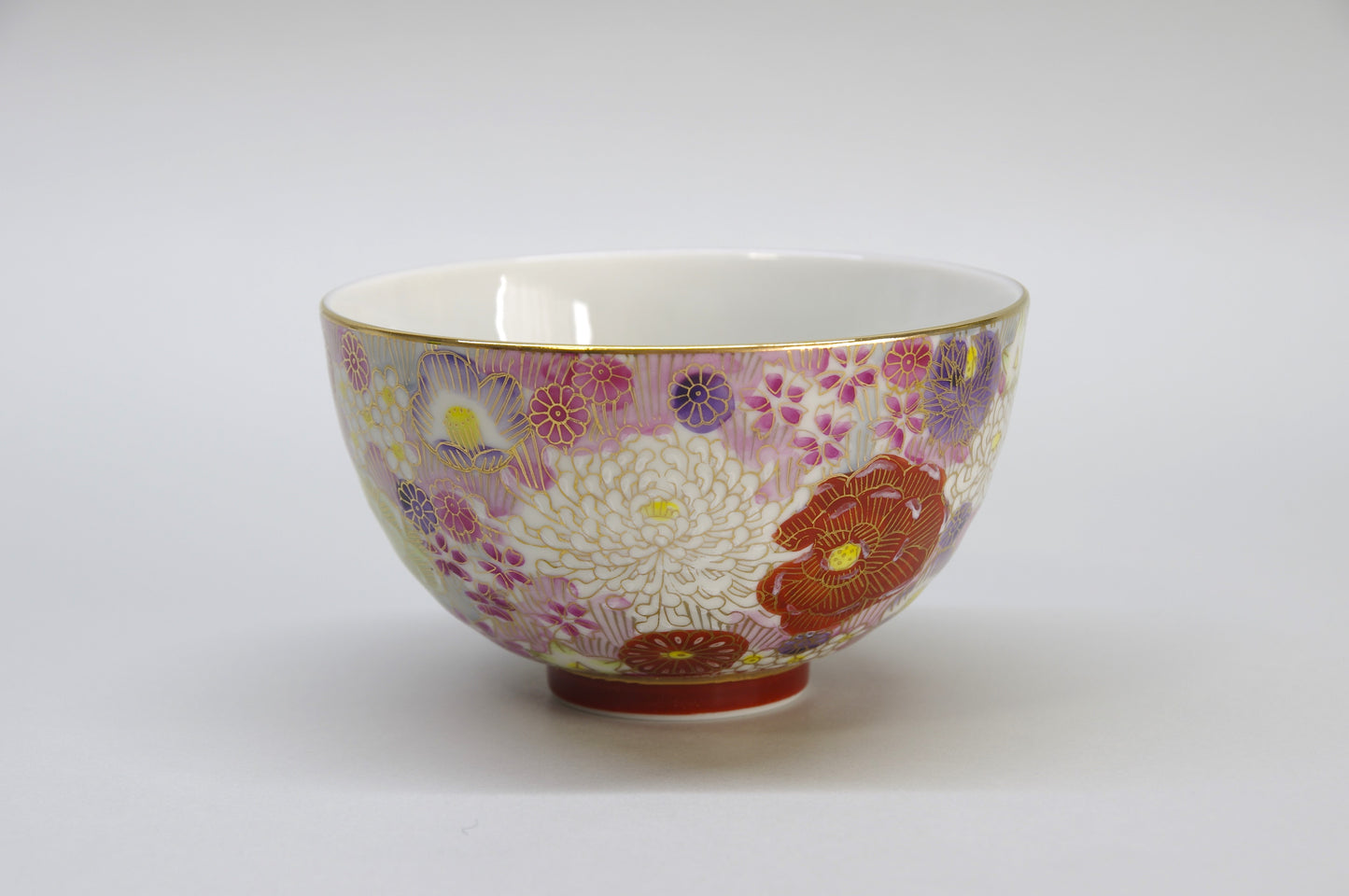 Porcelain Hanazume Rice Bowl in Kutani Ware