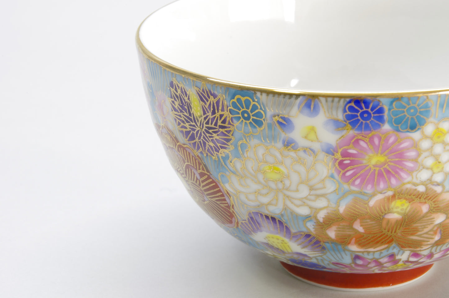 Porcelain Hanazume Rice Bowl in Kutani Ware