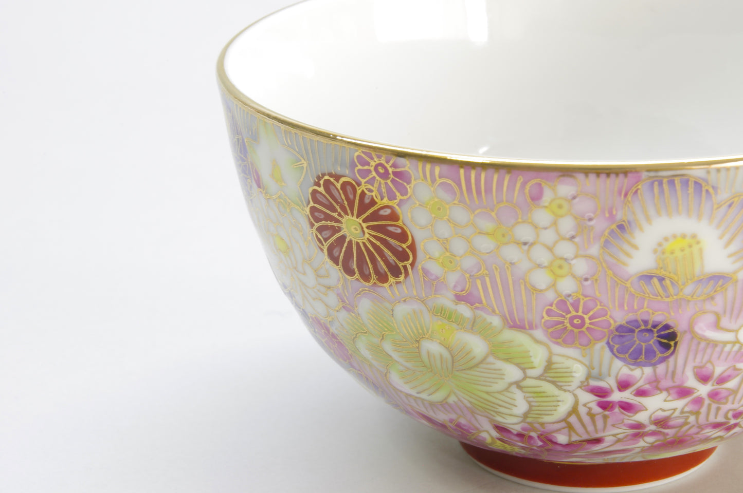 Porcelain Hanazume Rice Bowl in Kutani Ware