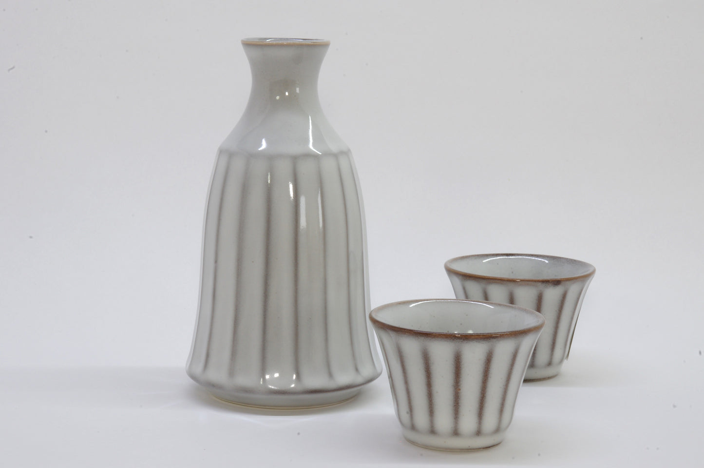 White Glossy Porcelain Tokkuri and Ochoko by Roots Japan