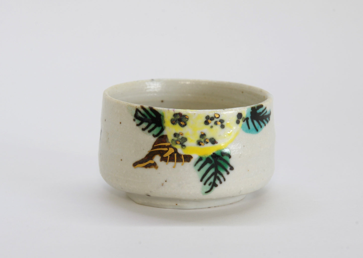 Earthenware Sake Cup with Hand-Drawn Japanese Citrus by Hitori Wada