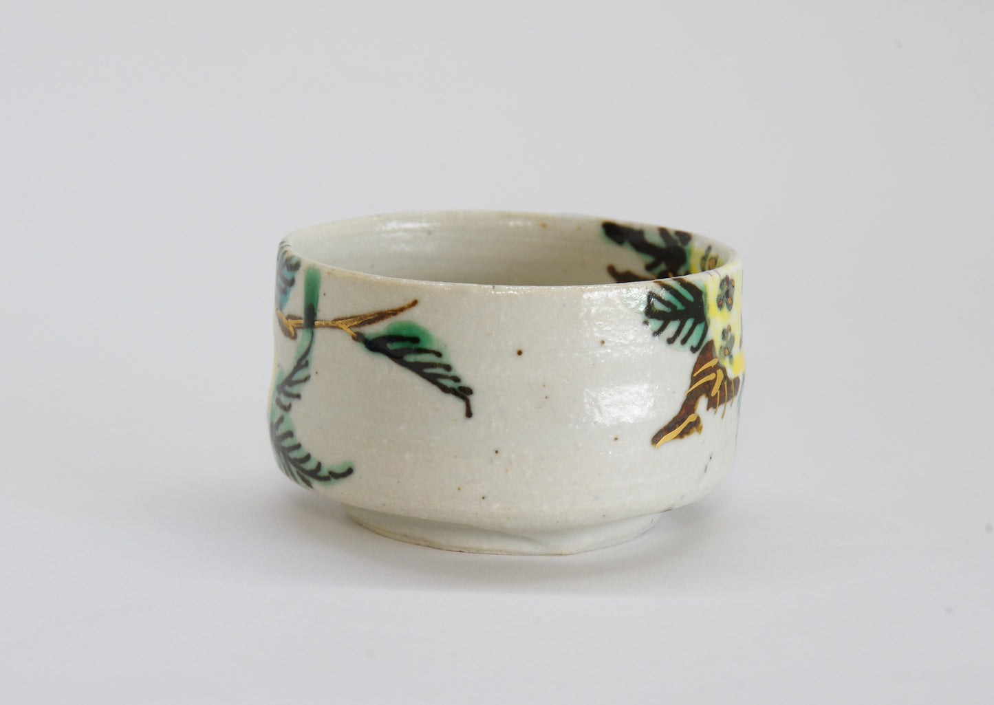 Earthenware Sake Cup with Hand-Drawn Japanese Citrus by Hitori Wada