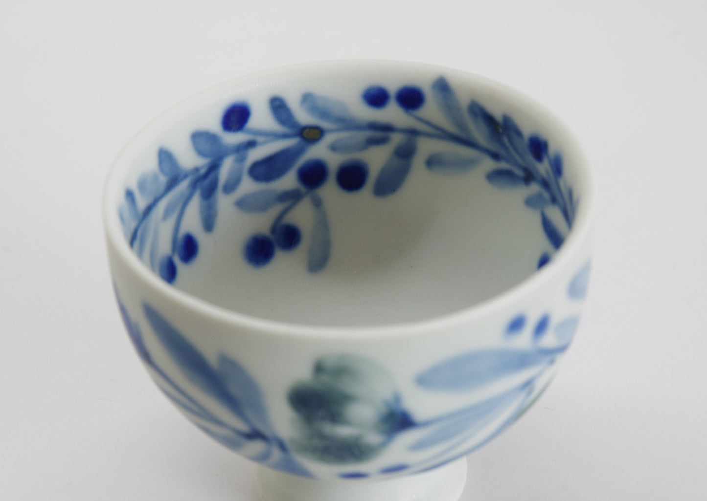 Matte Semi-Porcelain Sake Cup with Hand-Drawn Flower by Shiho Tanaka