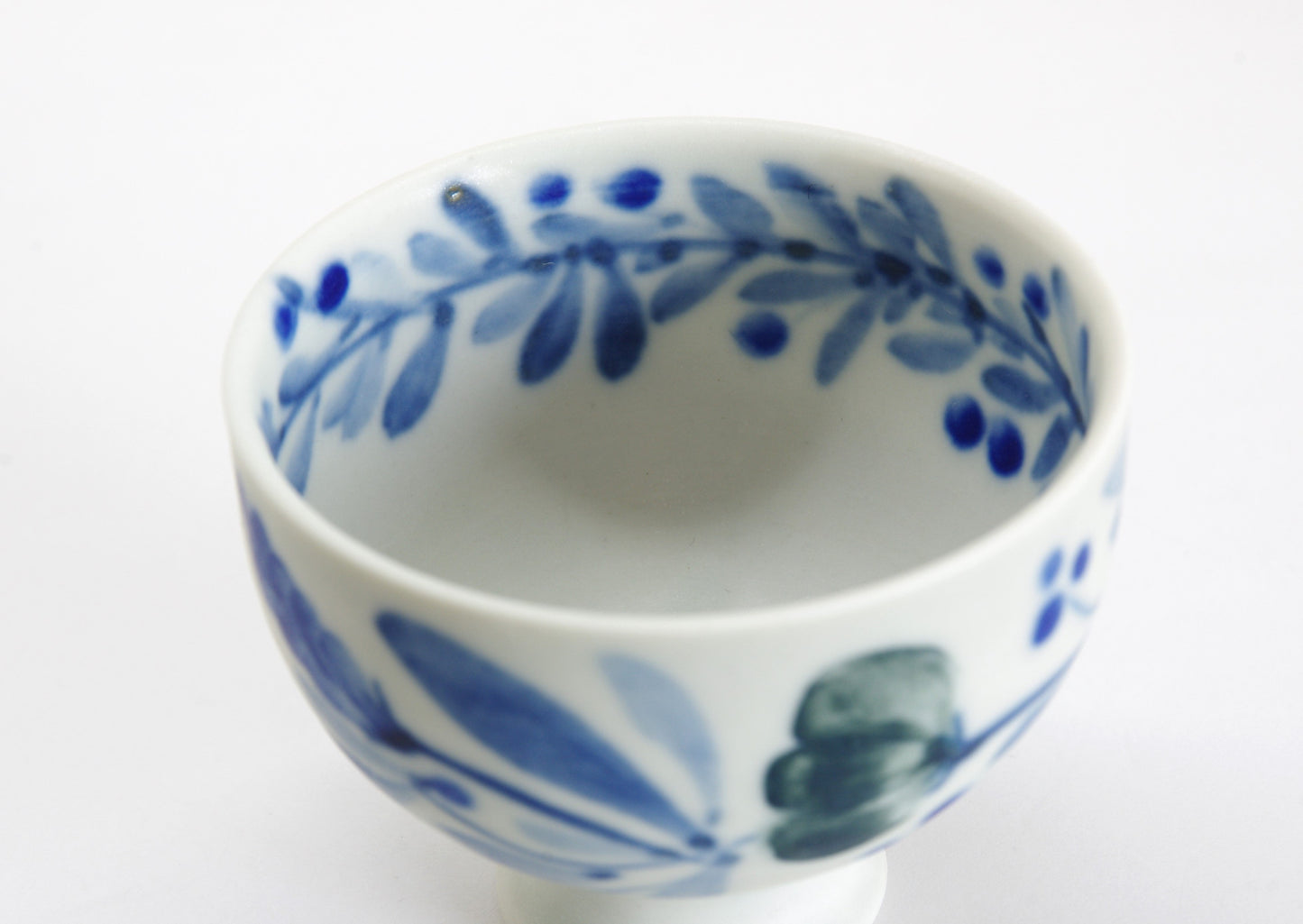 Matte Semi-Porcelain Sake Cup with Hand-Drawn Flower by Shiho Tanaka