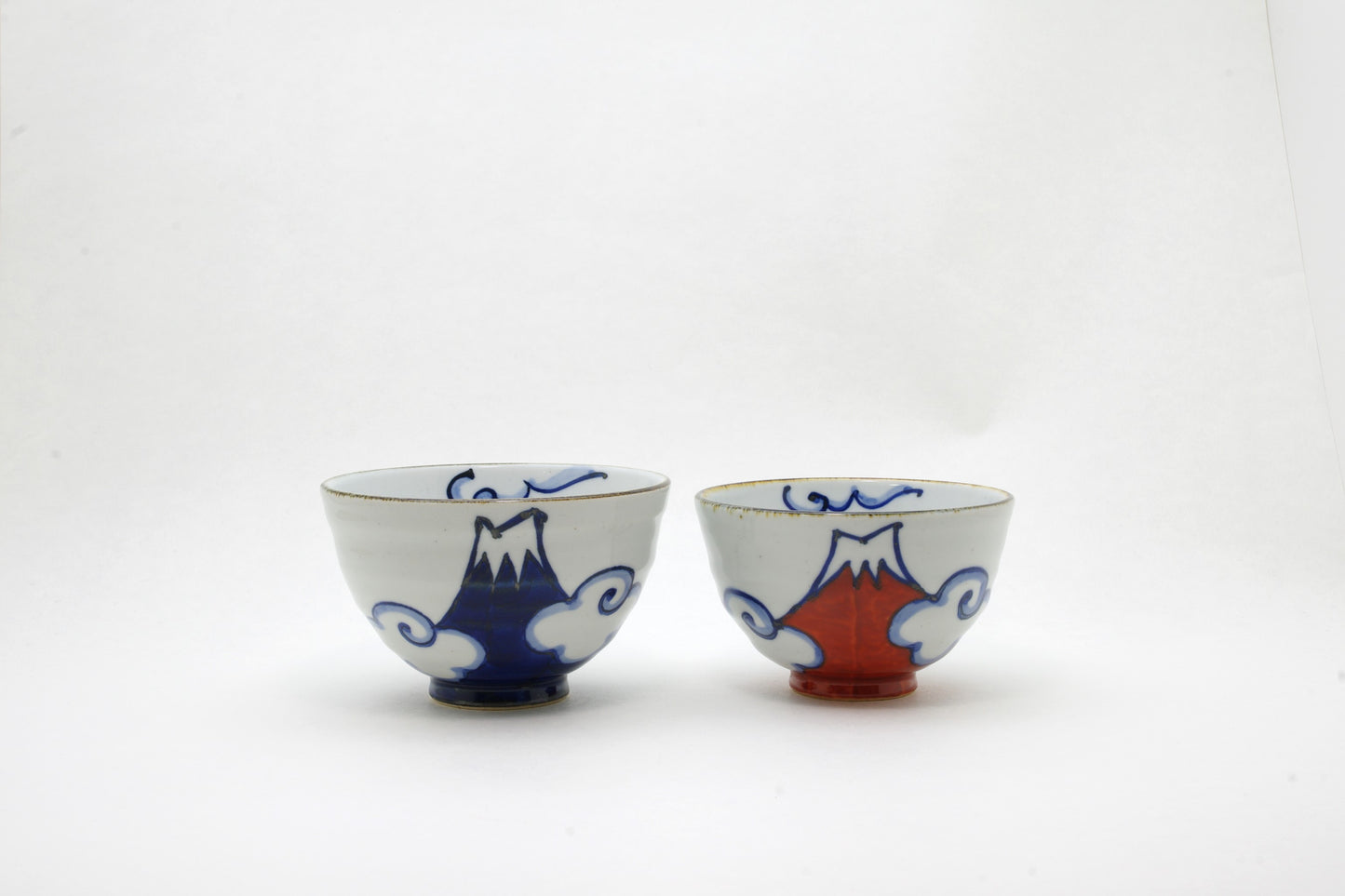 Porcelain Rice Bowl with Mt. Fuji Hand-Drawn and by Shoho-gama