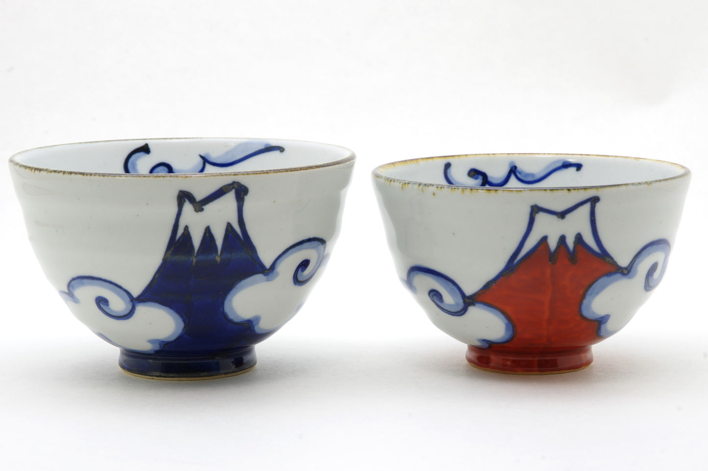 Porcelain Rice Bowl with Mt. Fuji Hand-Drawn and by Shoho-gama