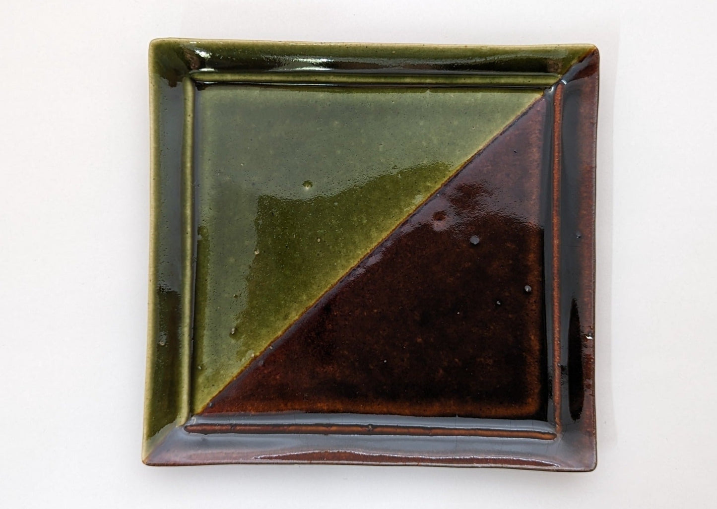 Square Earthenware Plate in Bicolor by Nobuya Yoshioka