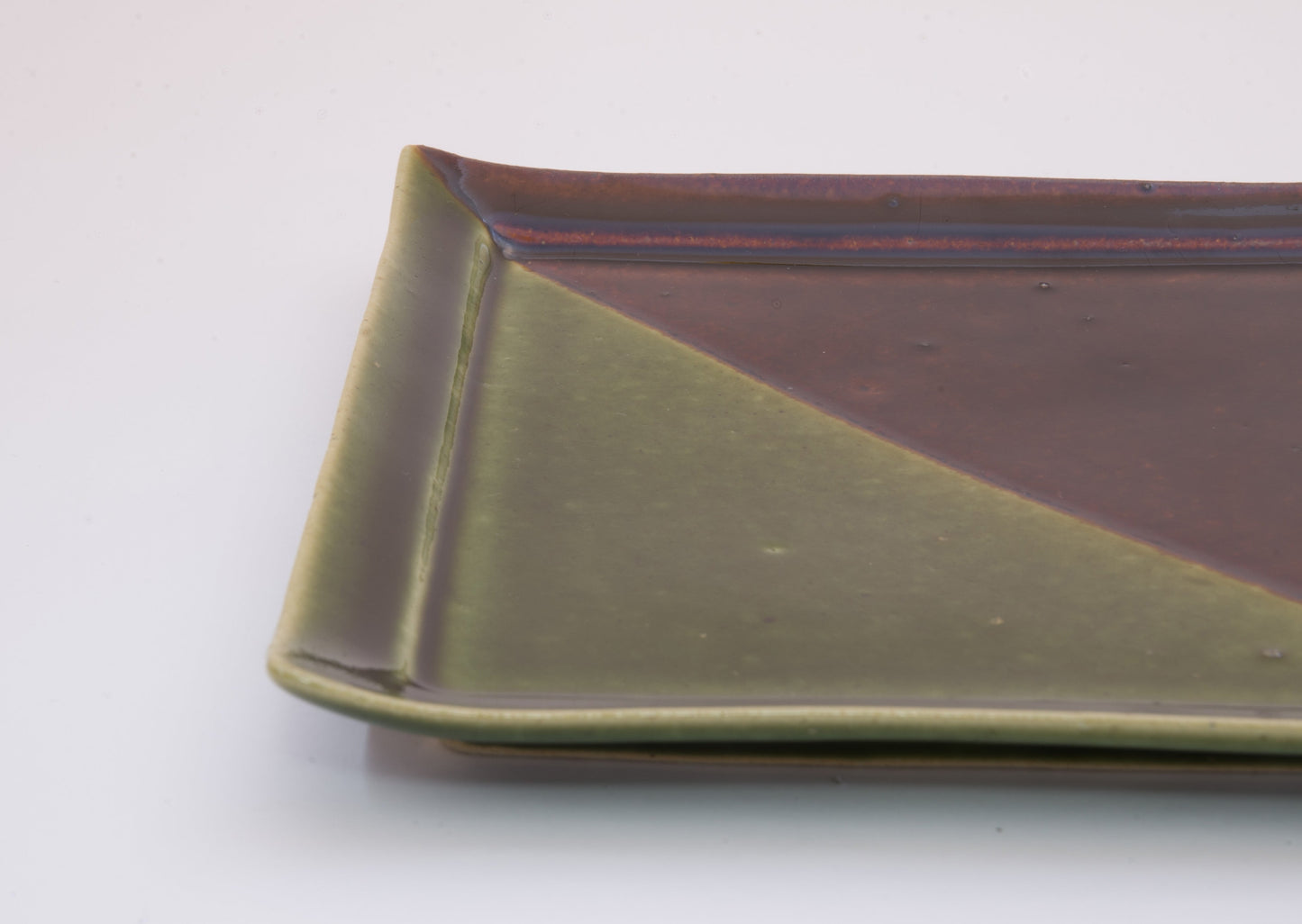 Square Earthenware Plate in Bicolor by Nobuya Yoshioka