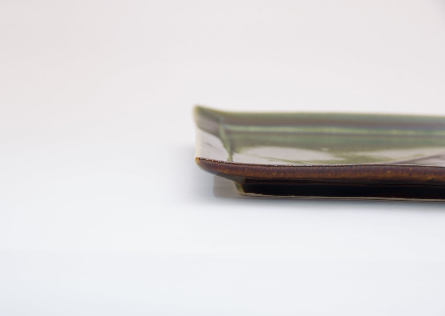 Square Earthenware Plate in Bicolor by Nobuya Yoshioka